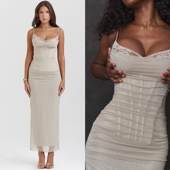 HOUSE OF CB 'Nalini' Sand Strappy Maxi Dress - Picture 2 of 8